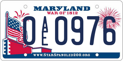 MD license plate 0AE0976