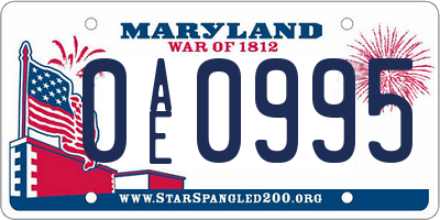 MD license plate 0AE0995