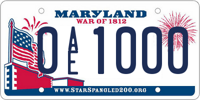 MD license plate 0AE1000