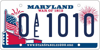 MD license plate 0AE1010