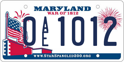 MD license plate 0AE1012