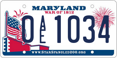 MD license plate 0AE1034