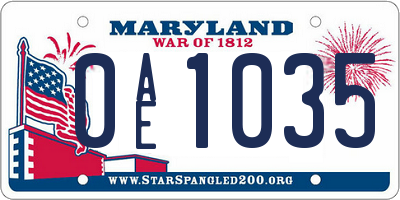 MD license plate 0AE1035