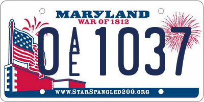 MD license plate 0AE1037