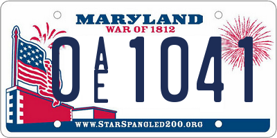 MD license plate 0AE1041