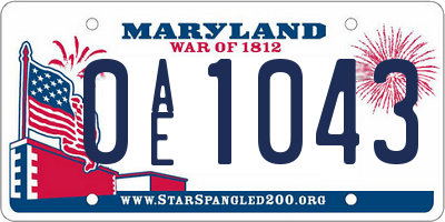 MD license plate 0AE1043