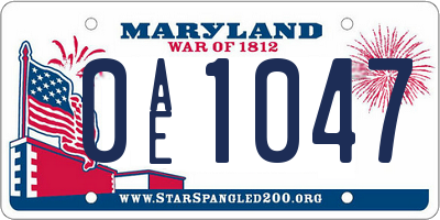MD license plate 0AE1047