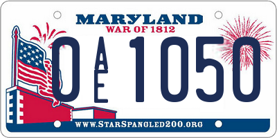 MD license plate 0AE1050