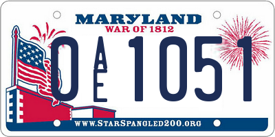 MD license plate 0AE1051