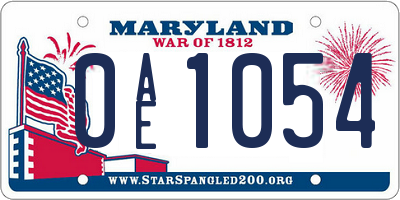 MD license plate 0AE1054