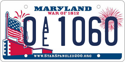 MD license plate 0AE1060