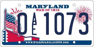 MD license plate 0AE1073