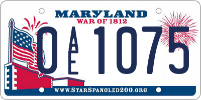 MD license plate 0AE1075