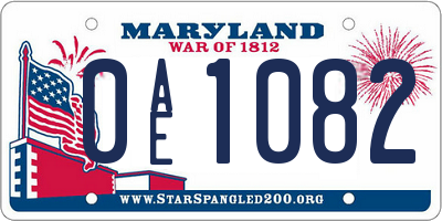 MD license plate 0AE1082