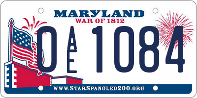 MD license plate 0AE1084