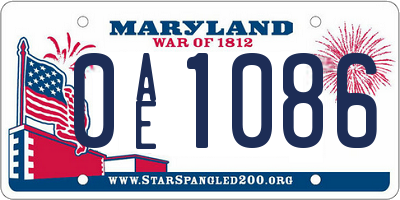 MD license plate 0AE1086
