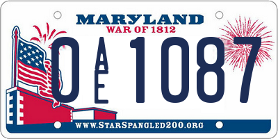 MD license plate 0AE1087