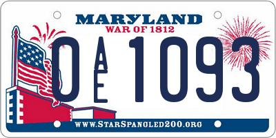 MD license plate 0AE1093