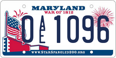 MD license plate 0AE1096