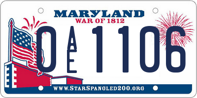 MD license plate 0AE1106