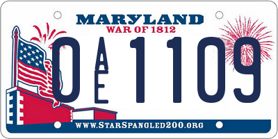 MD license plate 0AE1109