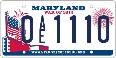 MD license plate 0AE1110