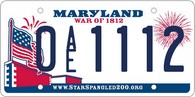 MD license plate 0AE1112