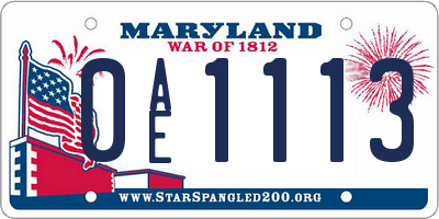 MD license plate 0AE1113