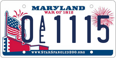 MD license plate 0AE1115
