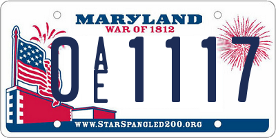 MD license plate 0AE1117