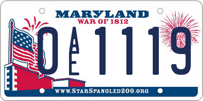 MD license plate 0AE1119
