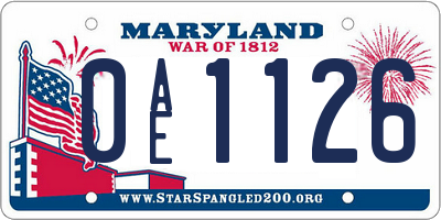 MD license plate 0AE1126