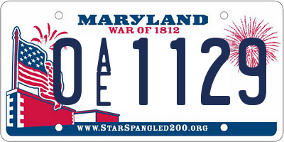 MD license plate 0AE1129
