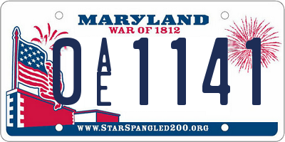 MD license plate 0AE1141