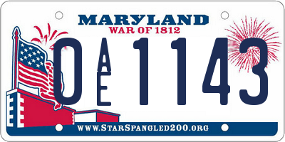 MD license plate 0AE1143