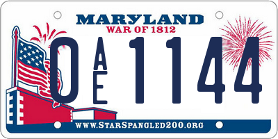 MD license plate 0AE1144