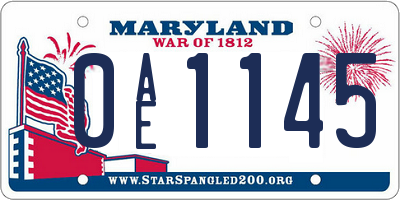MD license plate 0AE1145