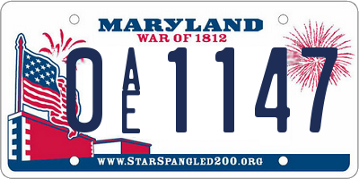 MD license plate 0AE1147