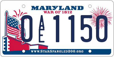 MD license plate 0AE1150