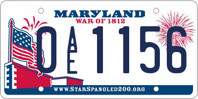 MD license plate 0AE1156