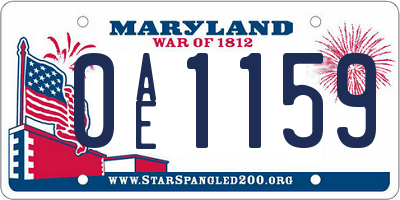 MD license plate 0AE1159