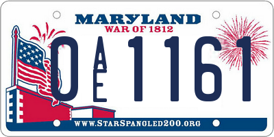 MD license plate 0AE1161