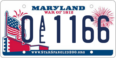 MD license plate 0AE1166