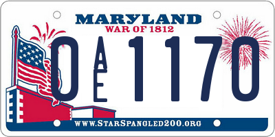 MD license plate 0AE1170
