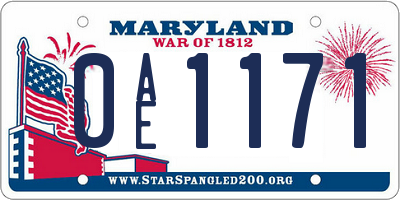 MD license plate 0AE1171