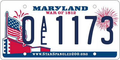 MD license plate 0AE1173