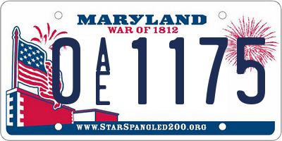 MD license plate 0AE1175