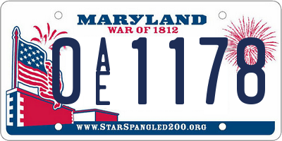 MD license plate 0AE1178