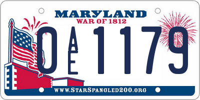 MD license plate 0AE1179