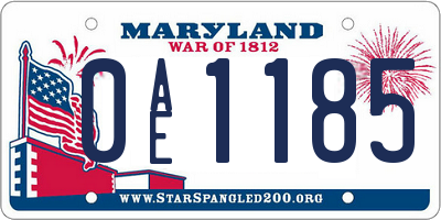 MD license plate 0AE1185
